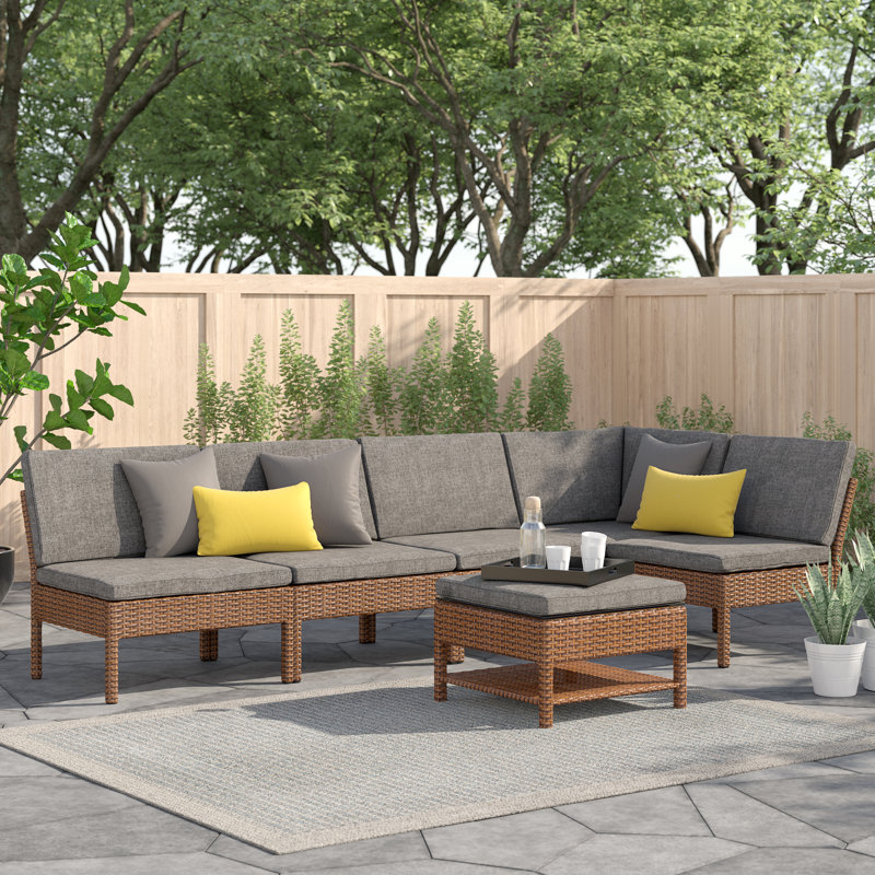 Zipcode Design Maryann Patio Garden 6 Piece Rattan Sectional Seating